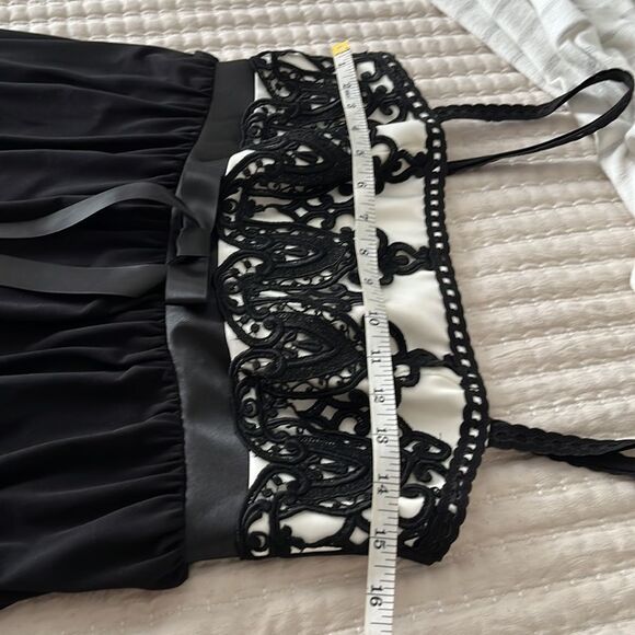 Jessica McClintock Dress Womens Size 6 Black White Empire Waist - Picture 6 of 7
